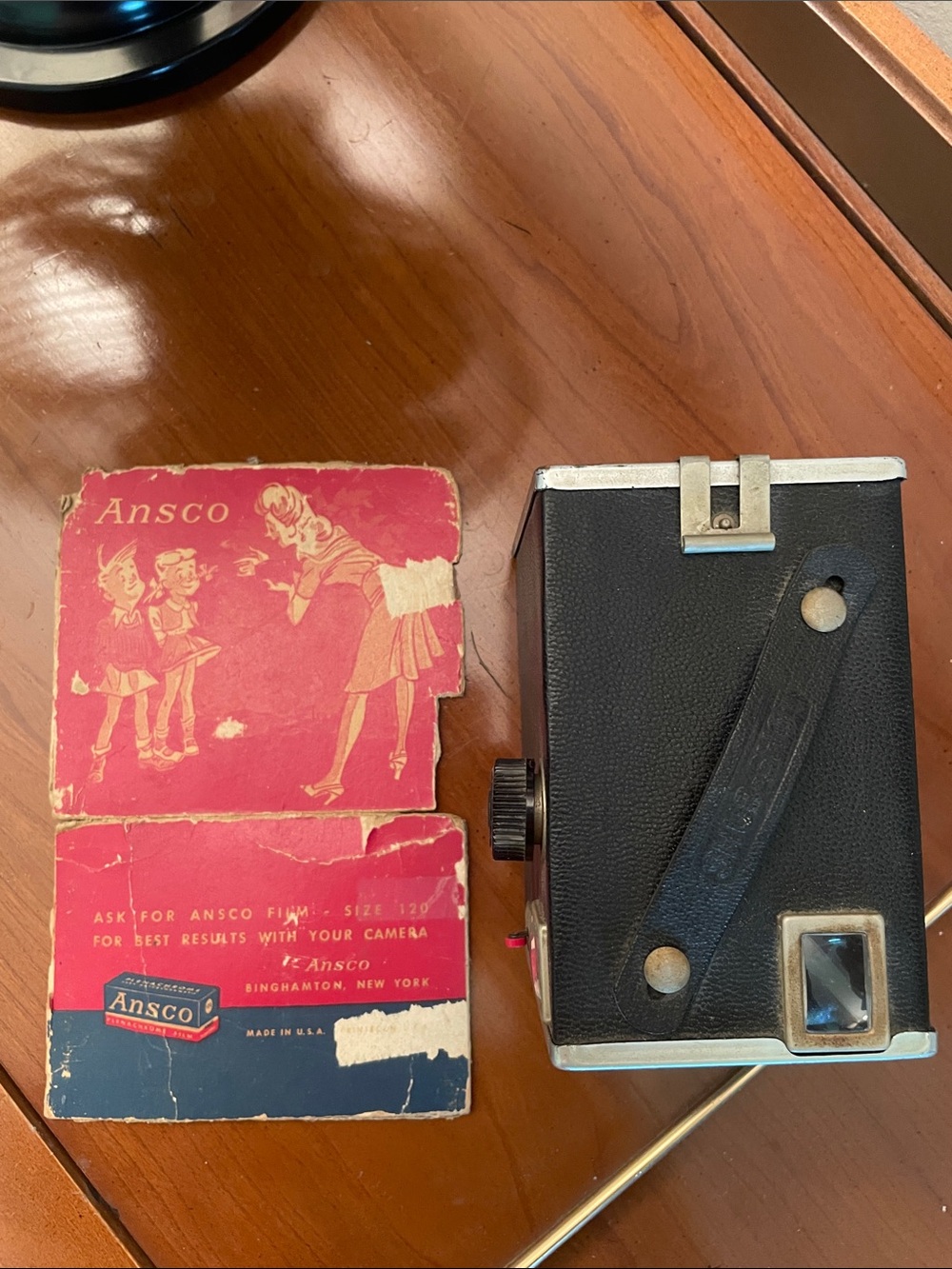 Ansco Vintage Box Camera with Original Box - Black